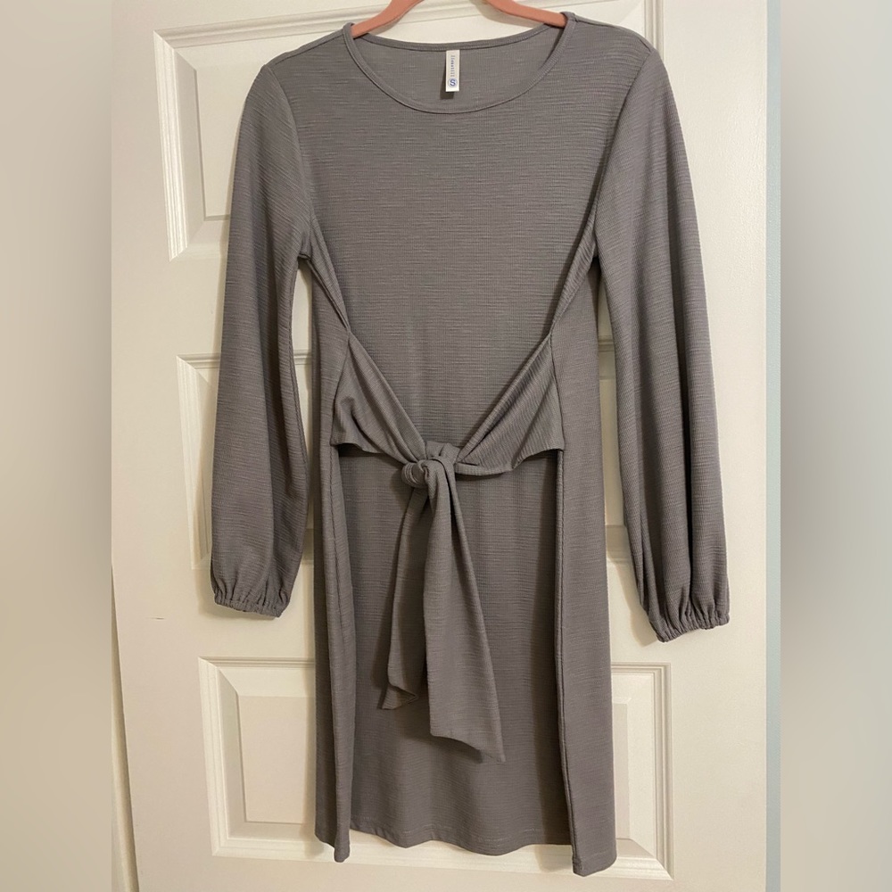 Grey front tie dress